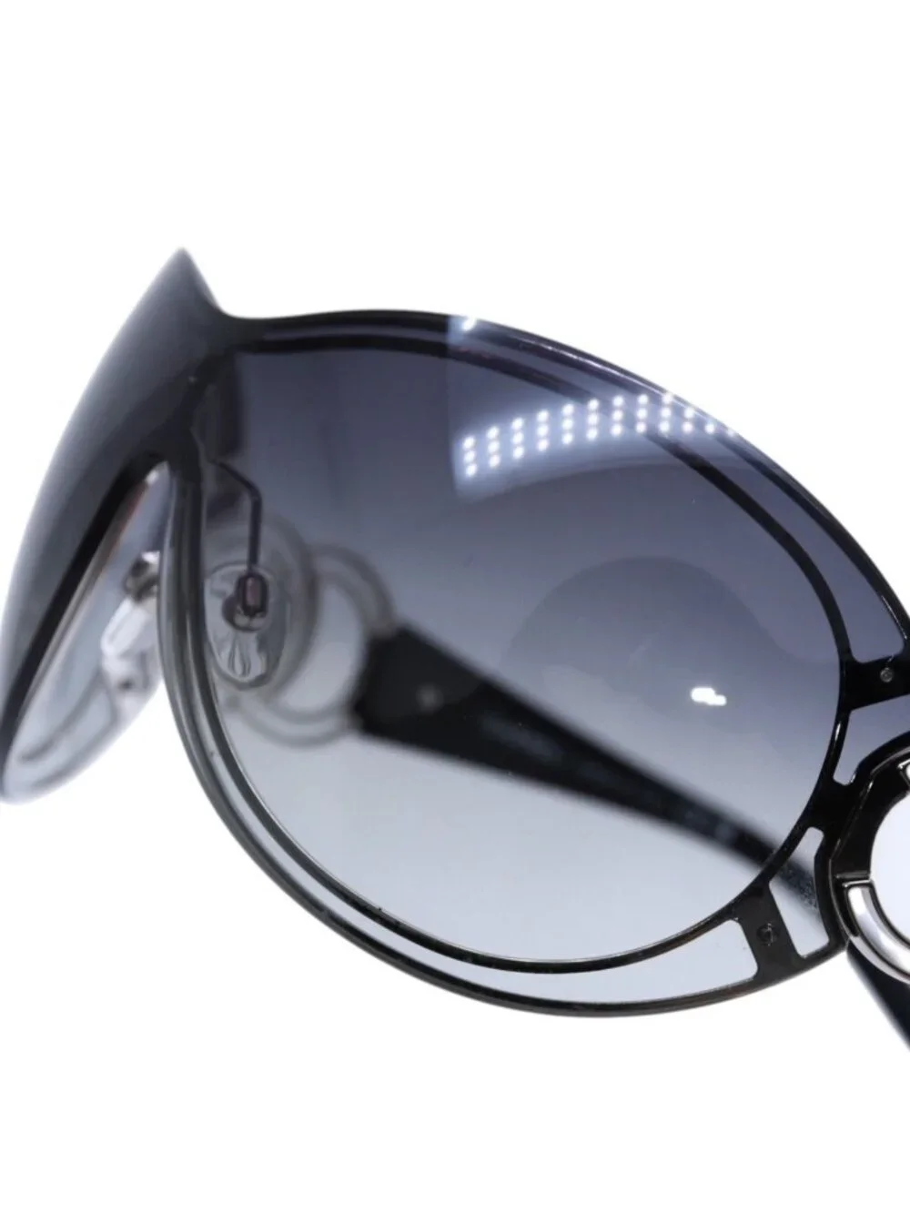 Chanel Shield Sunglasses Eyewear 125 CC Logo Black Silver